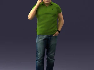 000384 スマートフォンを持つ男性キャラクター 3Dモデル