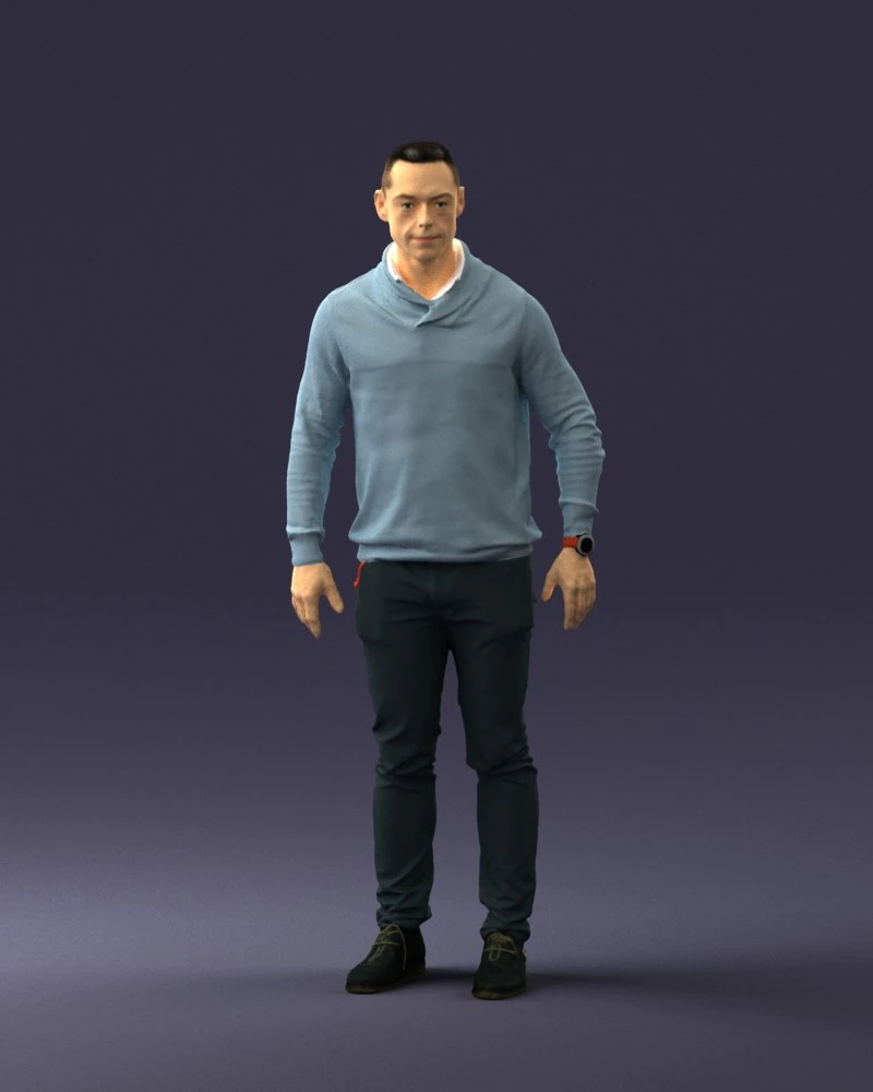 000390 Male Character in Casual Clothing 3dp 3D Print Model .c4d .max .obj .3ds .fbx .stl .blend 