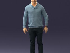 man in blue suit 0047 3d print ready Modèles 3D en vedette