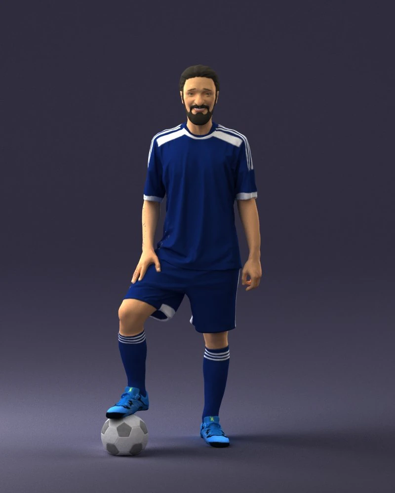 000389 Male Football Player Standing Pose 3dp 3D Print Model .c4d .max .obj .3ds .fbx .stl .blend 