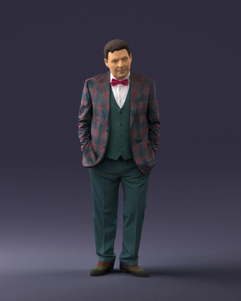 man in checkered acket 0051 3D Model .c4d .max .obj .3ds .fbx .stl .blend 
