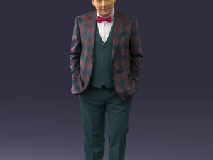 man in checkered acket 0051 3D Model
