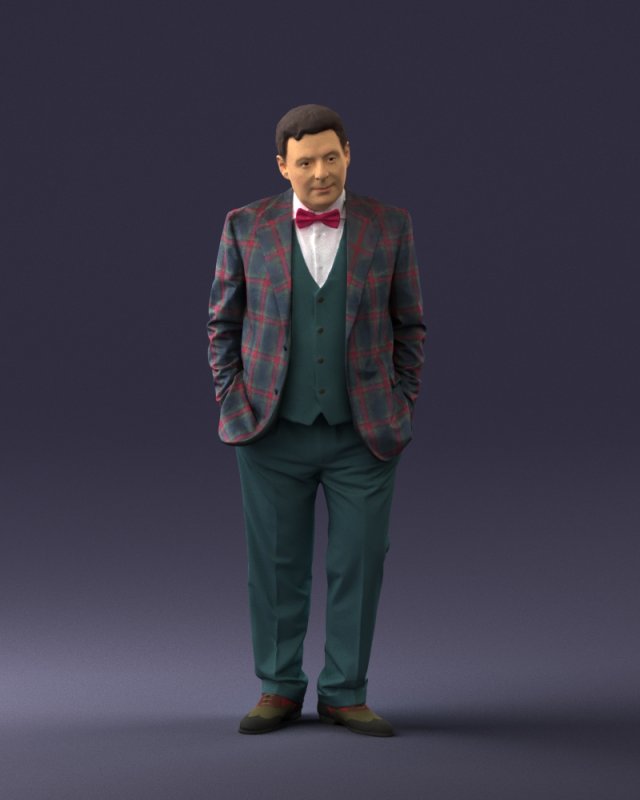 man in checkered jacket 0051 3d print ready 3Dプリントモデル .c4d .max .obj .3ds .fbx .stl .blend 