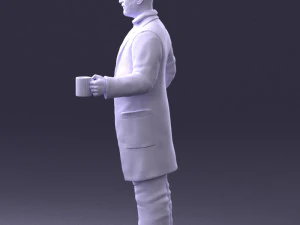 000395 Scientist With Coffee Cup 3D Model