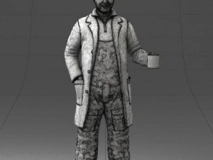 000395 Scientist With Coffee Cup 3D Model