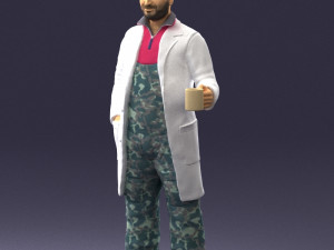 man in white coat 0061 3d print ready 3D 打印模型