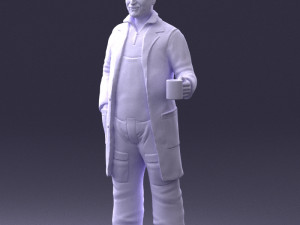 man in white coat 0061 3d print ready 3D 打印模型