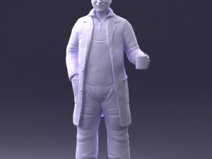 man in white coat 0061 3d print ready 3D 打印模型