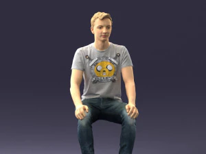 000396 Seated Young Man 3D Model