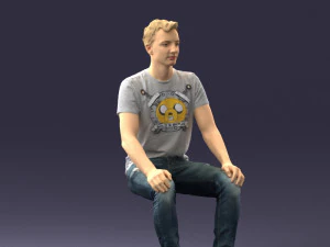 000396 Seated Young Man 3D Model