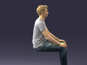 000396 Seated Young Man 3D Model