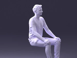 000396 Seated Young Man 3dp 3D Print Model