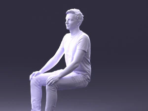 000396 Seated Young Man 3dp 3D Print Model