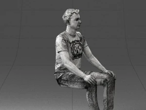 000396 Seated Young Man 3dp 3D Print Model