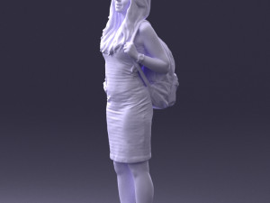 girl in striped dress 0066 Modelo 3D