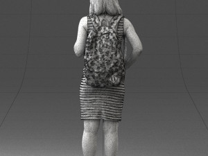 girl in striped dress 0066 Modelo 3D
