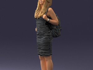 girl in striped dress 0066 3d print ready Modèles 3D en vedette
