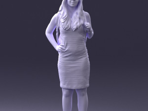 girl in striped dress 0066 3d print ready Modèles 3D en vedette