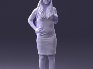 girl in striped dress 0066 3d print ready Modèles 3D en vedette