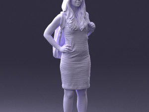 girl in striped dress 0066 3d print ready Modèles 3D en vedette