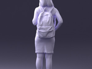 girl in striped dress 0066 3d print ready Modèles 3D en vedette