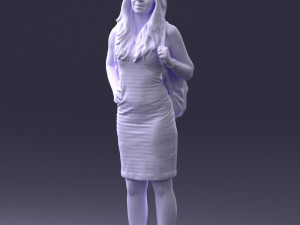 girl in striped dress 0066 3d print ready Modèles 3D en vedette