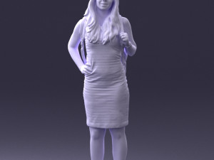 girl in striped dress 0066 3d print ready Modèles 3D en vedette