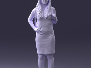 girl in striped dress 0066 3d print ready Modèles 3D en vedette