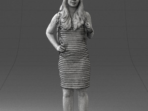 girl in striped dress 0066 3d print ready Modèles 3D en vedette