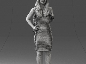 girl in striped dress 0066 3d print ready Modèles 3D en vedette