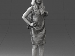 girl in striped dress 0066 3d print ready Modèles 3D en vedette