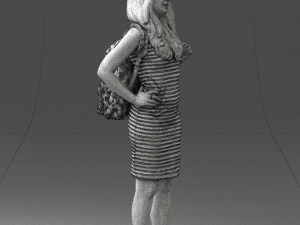 girl in striped dress 0066 3d print ready Modèles 3D en vedette