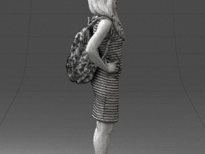 girl in striped dress 0066 3d print ready Modèles 3D en vedette