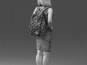 girl in striped dress 0066 3d print ready Modèles 3D en vedette