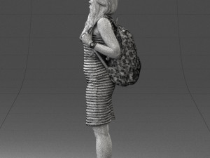 girl in striped dress 0066 3d print ready Modèles 3D en vedette