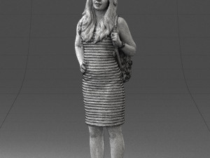 girl in striped dress 0066 3d print ready Modèles 3D en vedette