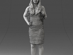 girl in striped dress 0066 3d print ready Modèles 3D en vedette