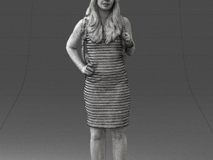 girl in striped dress 0066 3d print ready Modèles 3D en vedette