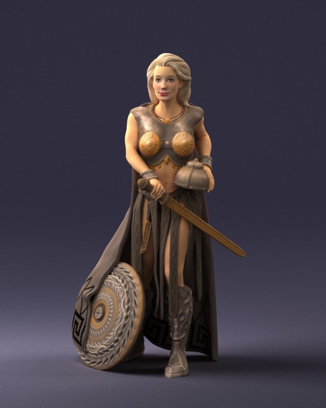 woman in warrior costume 0067 3D Модель .c4d .max .obj .3ds .fbx .stl .blend 