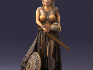woman in warrior costume 0067 3d print ready Modèles 3D en vedette
