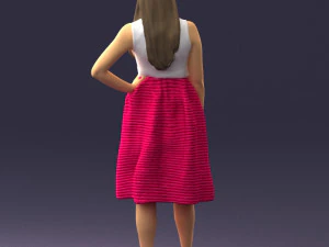 000406 Elegant Woman in Pink Skirt Fashion Pose 3D Model
