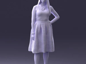 000406 Elegant Woman in Pink Skirt Fashion Pose 3D Model