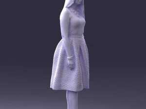 000406 Elegant Woman in Pink Skirt Fashion Pose 3D Model
