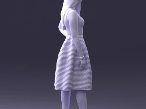 000406 Elegant Woman in Pink Skirt Fashion Pose 3D Model