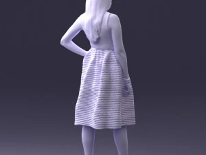 000406 Elegant Woman in Pink Skirt Fashion Pose 3D Model