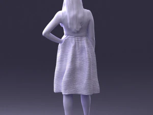 000406 Elegant Woman in Pink Skirt Fashion Pose 3D Model