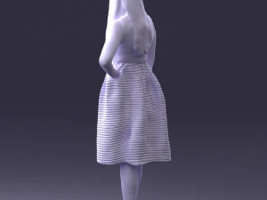000406 Elegant Woman in Pink Skirt Fashion Pose 3D Model