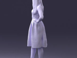 000406 Elegant Woman in Pink Skirt Fashion Pose 3D Model