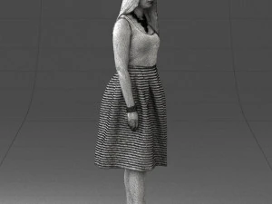 000406 Elegant Woman in Pink Skirt Fashion Pose 3D Model