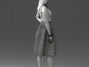 000406 Elegant Woman in Pink Skirt Fashion Pose 3D Model